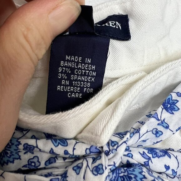 Ralph Lauren Nautical Girls White Pants Belted Blue Embroidery Boot Leg Sz 12 - Picture 8 of 13